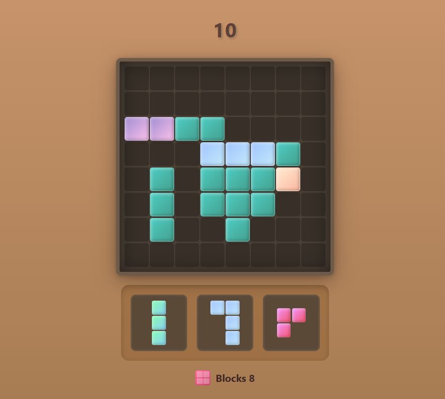 网页小游戏 Blocks 8 Puzzle HTML游戏